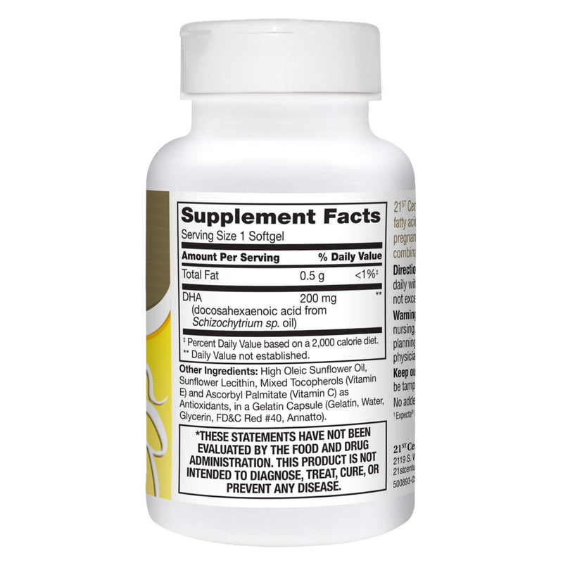 21st Century Prenatal DHA Softgels for Pregnancy & Nursing, 30 Count | Prenatal DHA omega-3 From A Non-Fish Source, Pregnancy & Nursing, Gluten Free Softgels, Gentle Everyday Support