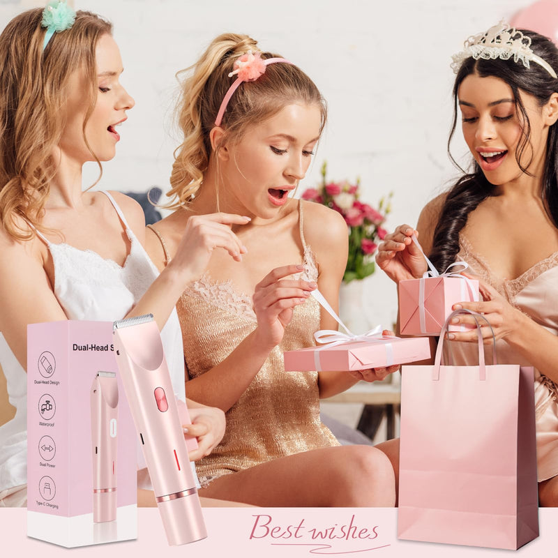 [Australia] - 2026 New Bikini Trimmer for Women,Dermave Bikini Shaver,2-in-1 Electric Razors for Women(Pink) Pink 