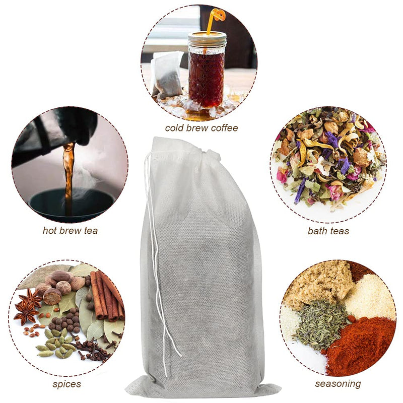 [Australia] - 50pcs No Mess Cold Brew Bags, 6x10 inch Disposable Coffee Filter Bag Fine Mesh Brewing Drawstring Pouches for Iced Coffee Hot Tea Herb Spice 
