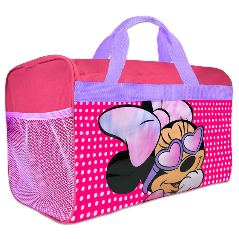 Disney Minnie Mouse Duffle Bag for Girls, Kids Set - Bundle Carry On Travel Luggage, Stickers, Water Bottle, More | Minnie Mouse Gym and Sports Bag