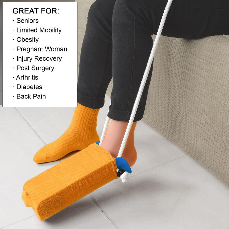 [Australia] - DILSIAI Sock Aid Device for Seniors assistant device no bending Helper Easy on and Off stocking - without Bending, Slip Resistance, Reliable Sock Aid Device for Seniors (Blue) 