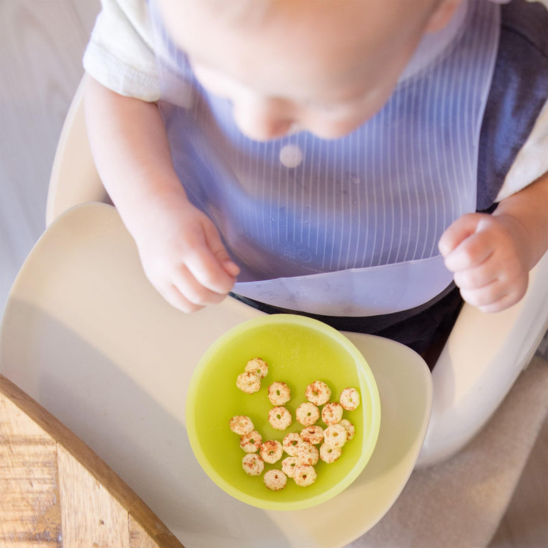 [Australia] - Olababy Fold N Go Silicone Baby Bib w Travel Case | Soft, Lightweight, Waterproof Bibs for Infants & Toddlers | BPA Free Blueberry 1 Bib + 1 Travel Case 