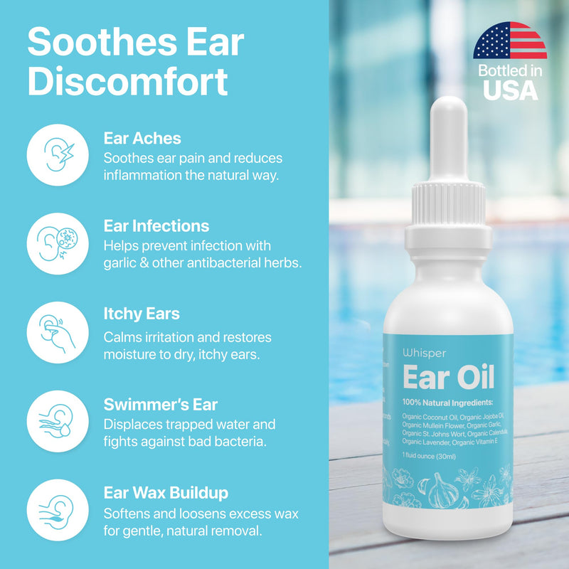 [Australia] - Ear Oil Drops | Garlic Mullein Ear Drops for Clogged Ears, Ear Infection, Ear Wax Removal Drops, Itchy Ears & Earache Drops | Swimmers Ear Drops For Swimmers | Sweet Oil For Ears | Ear Tinnitus Relief 