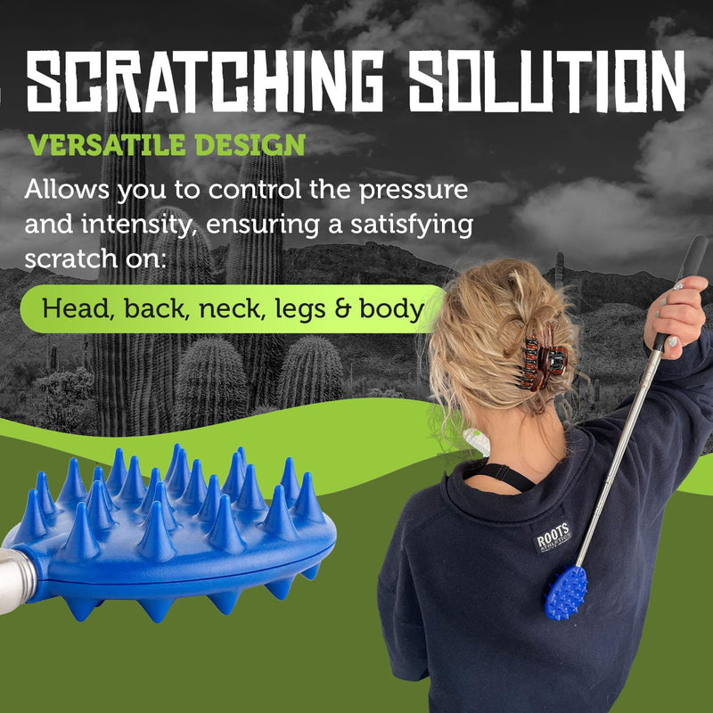 [Australia] - Cactus Scratcher Extendable Big Stick Back Scratcher - Extends 29" Long Double Sided Retractable Scratching Tool for Hand, Neck, Head, and Body - Universal Gift for Family, Pets, and Friends, Blue 