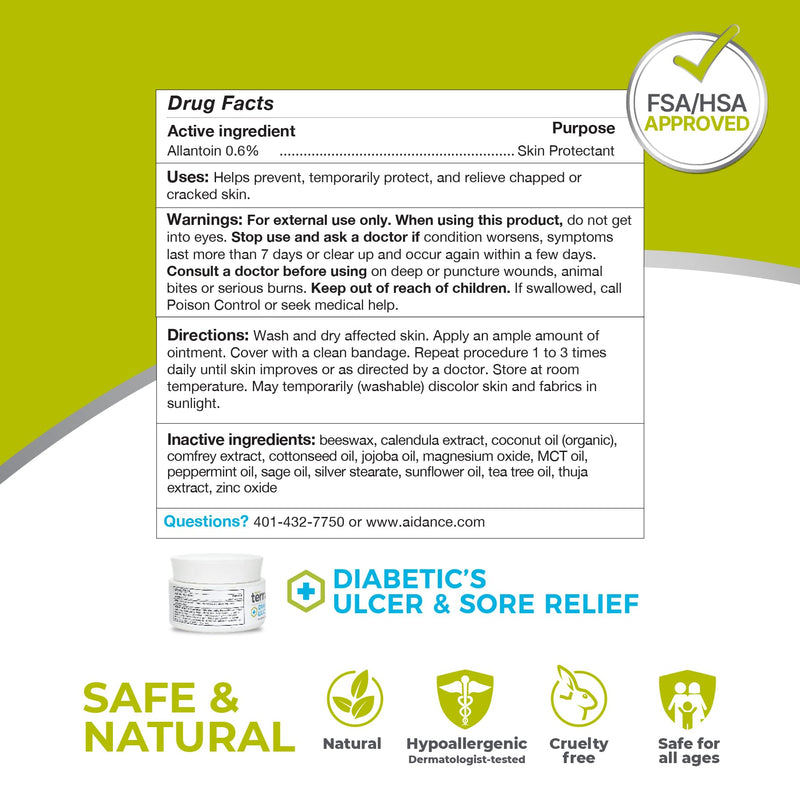 terrasil Foot Ulcer & Sore Relief, Diabetic Foot Cream, 1.5oz | Natural Diabetic Foot Cream. Soothes & moisturizes dry, cracked skin & diabetic ulcers. Hypoallergenic Approved 1.5 Ounce (Pack of 1)