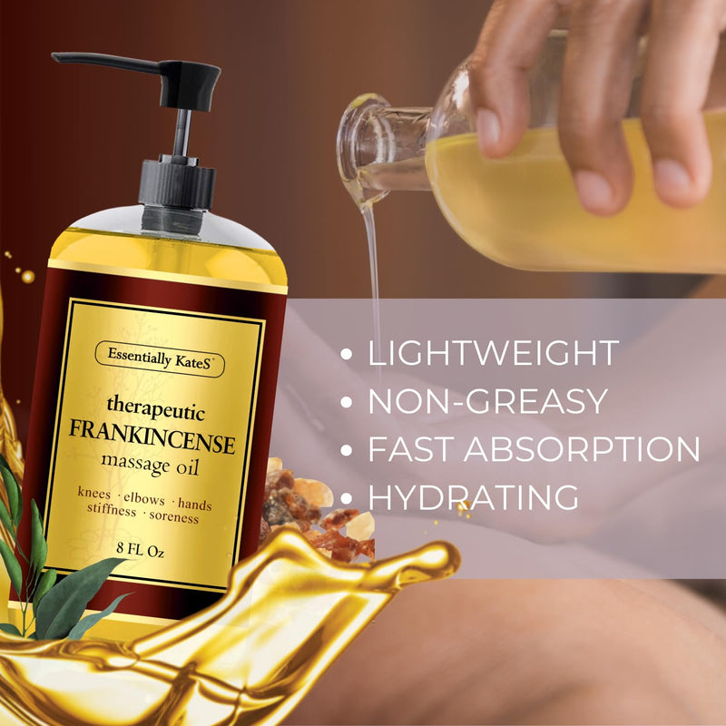 [Australia] - Frankincense Massage Oil 8 Fl Oz - Knees, Elbows, Hips, Hands, Shoulders and Legs - 100% Pure Frankincense Oil Relaxes Soreness and Stiffness 