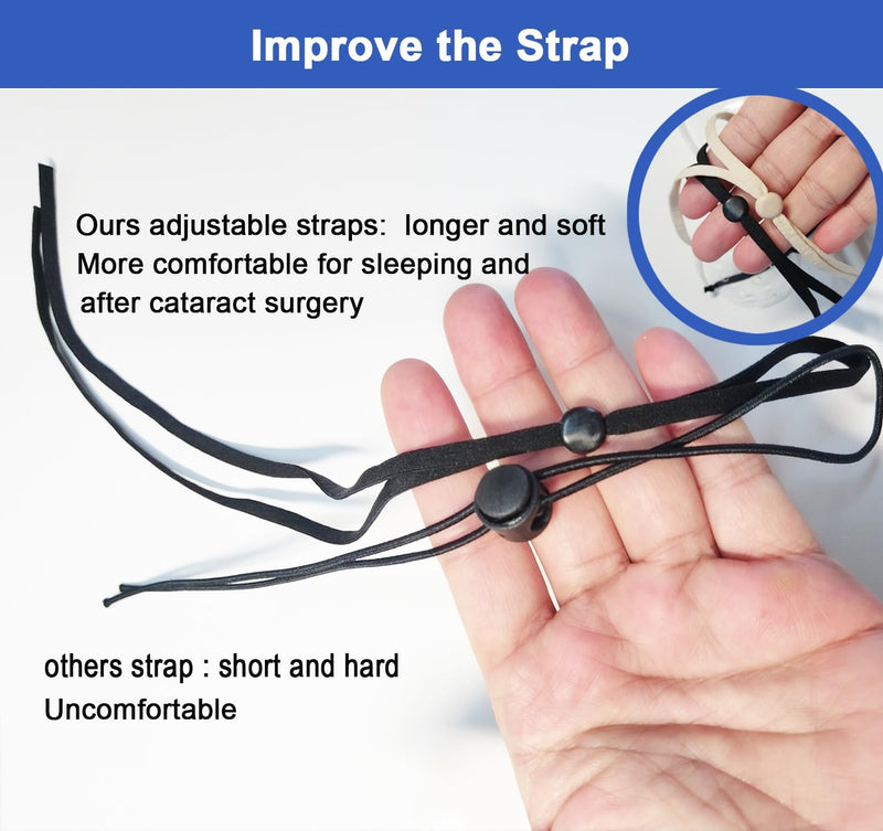 [Australia] - AMZVIO 2pcs Eye Shield After Cataract Surgery,Cataract Eye Shield With Extended Elastic Strap Longer & Wider for Adults,Clear Eye Patch for Sleeping after Surgery 