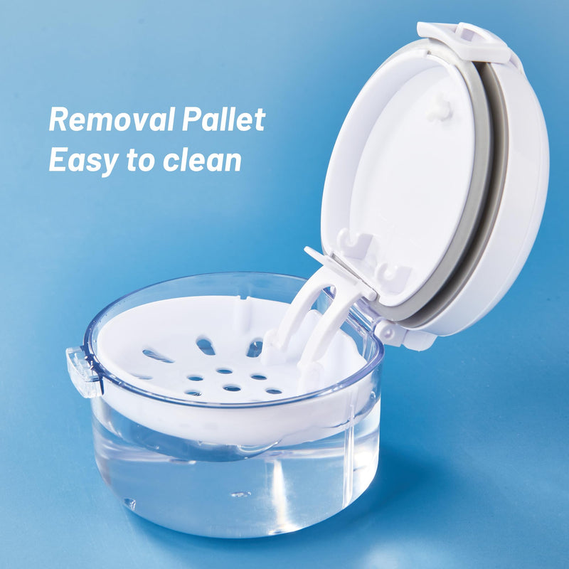 [Australia] - 1 Pcs Automatic Rising Denture Bath Box Cup Complete Clean Care for Dentures Braces Cleaner Cup 