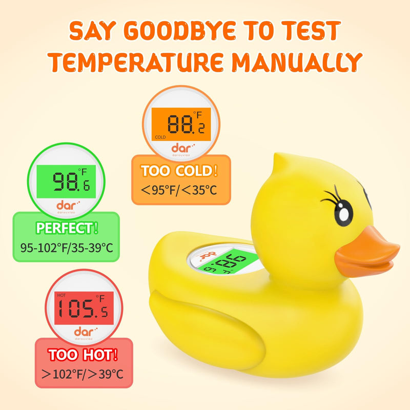 [Australia] - Baby Bath Thermometer, Digital Water Temperature Thermometer with 3 Color Backlit and Temperature Warning, Safety Bath Tube Thermometer Floating Toy for Infant, Toddler (Yellow Duck) Yellow Duck 