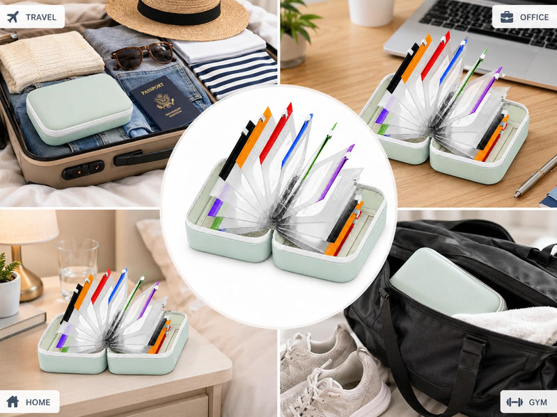 Travel Pill Organizer A8 Waterproof Pill Pouches with Binder 14 PCS L Size Clear Zipper Medicine Storage Bags with Labels Reusable Pill Holder Case for Vitamins Daily Use and Trips Pink*purple