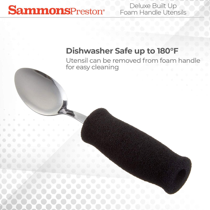 [Australia] - Sammons Preston Deluxe Built-Up Handle Adaptive Grip Tablespoon 6.5" Long, Stainless-Steel Easy-Hold Utensil with Removable Soft Molded Foam Grip, Adaptive Utensil for Those with Arthritis & Weak Grip 