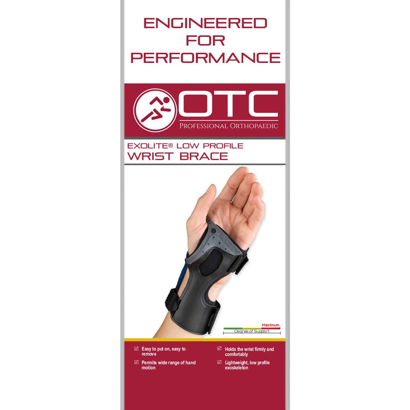 [Australia] - OTC Wrist Brace, Molded Exoskeleton, Low-Profile, Exolite, Medium Black (Right Hand) 