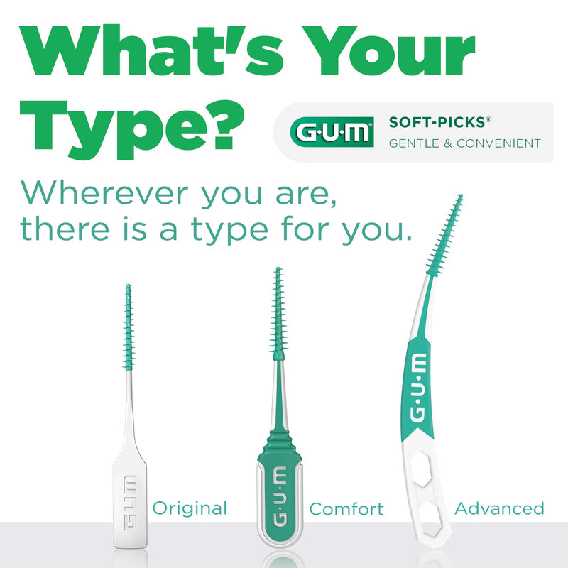 [Australia] - GUM Soft-Picks Advanced, Easy to Use Dental Picks for Teeth Cleaning Health, Disposable Interdental Brushes with Convenient Carry Case, Dentist Recommended Dental Picks, 90ct (3pk) 