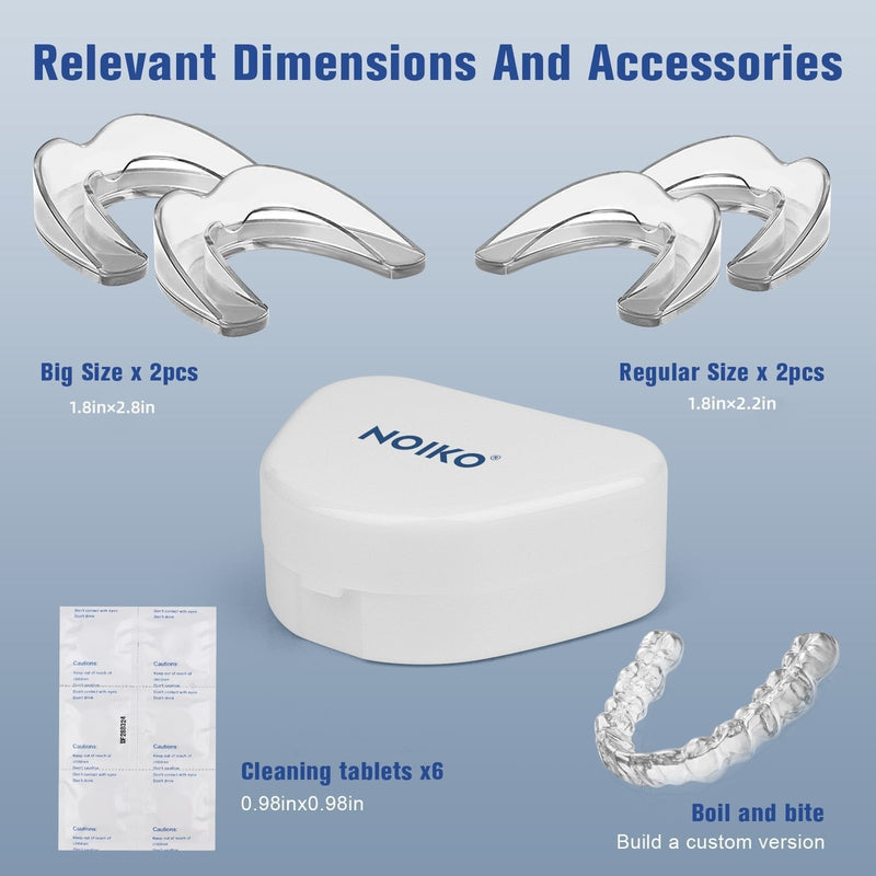 [Australia] - Mouth Guard for Grinding Teeth at Night, Mouth Guard for Clenching Teeth at Night Upgraded Safety EVA Material, Night Guards for Teeth Grinding, Anti Grinding Guard for Adult with 6 Cleaning Tablets 1.8in*2.2in+1.8in*2.8in 4 