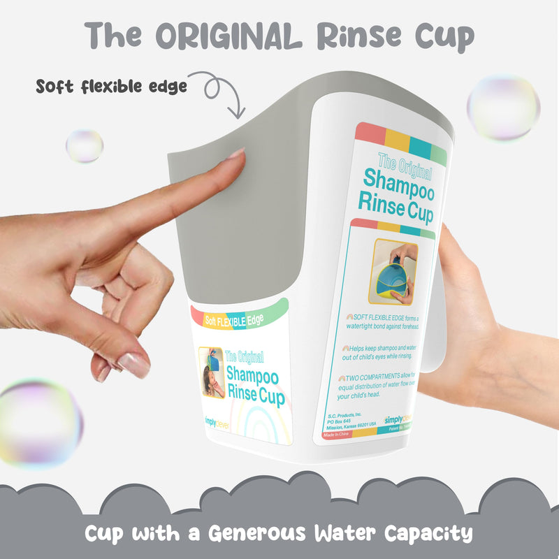 [Australia] - Shampoo Rinse Cup for Kids | Baby Bath Pail | Tear Free Baby Rinser Pail White/Gray 