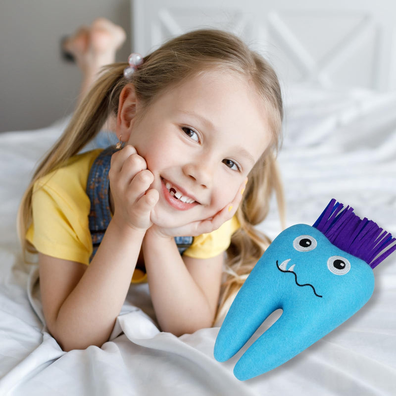 [Australia] - Tooth Fairy Pillow with Pocket Embroidered Felt Tooth Fairy Door Hanger Doll Souvenir Gift for Boys and Girls (Blue) Blue 