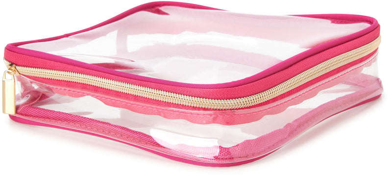 Juicy Couture Pink Makeup Bag Cosmetics Organizer Travel Essentials Weekender Logo Shiny Trim