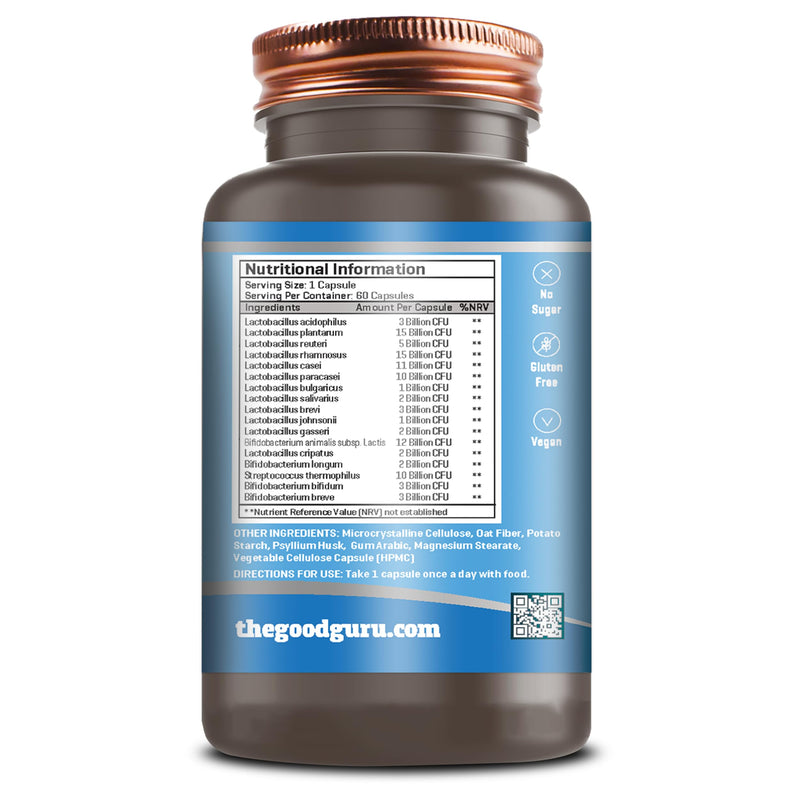 Probiotic 100 Billion CFU Capsules Supplement – 24 Strains Live Cultures Formula – Vegan & Gluten Free Daily Supplement – 60 Capsules