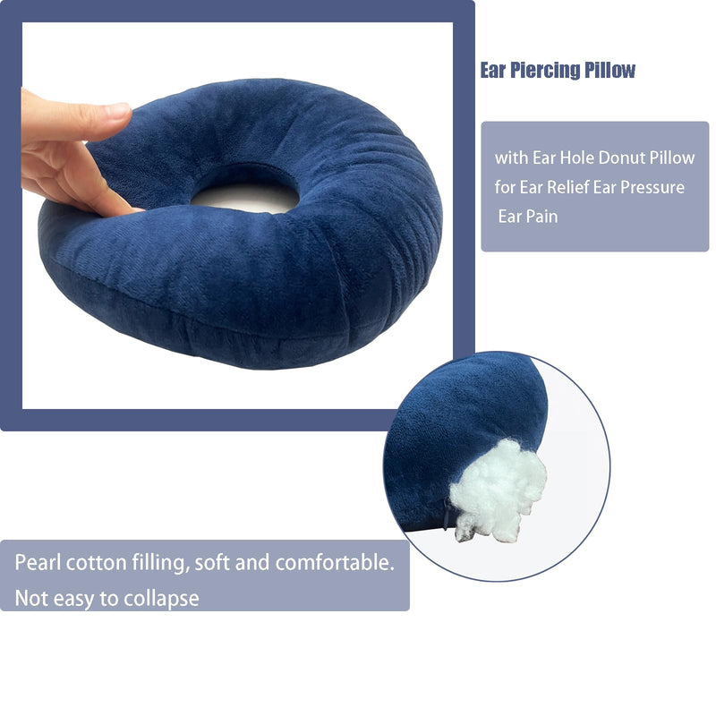 Ear Piercing Pillow for Side Sleepers，Donut Pillow with Ear Hole Ear Covers for Sleeping ，Pillow with arm Hole，Ear Guard Pillow for Ear Pain Ear Pressure (Pink- Silky Satin) Pink- Silky Satin