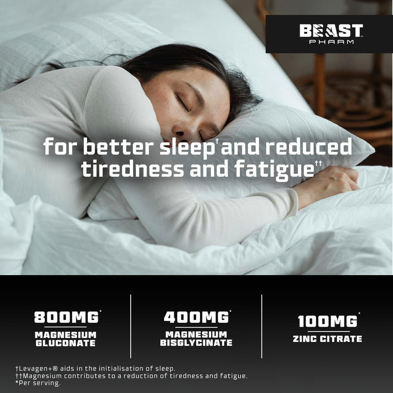 Beast Big Z Magnesium for Sleep Support with Superior Magnesium Bisglycinate & Gluconate Complex - 30x Supplement Drinks with Zinc - Sour Cherry, 90g Tub 90 g (Pack of 1)