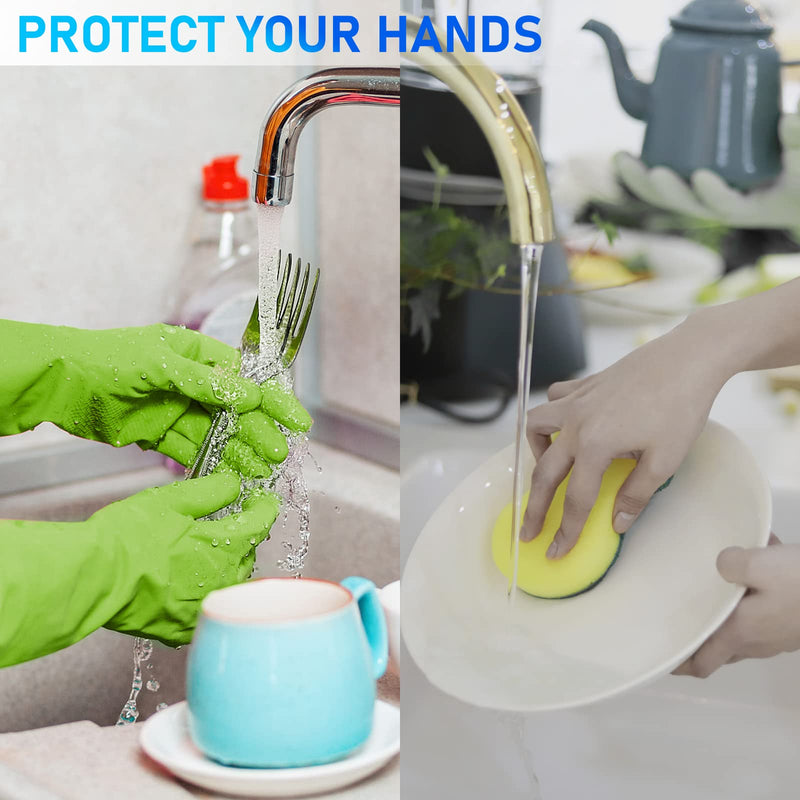 [Australia] - Rubber-Gloves Dishwashing Gloves for Cleaning-Kitchen - 2 Pairs Long Household Cleaning Gloves for Washing Dishes Medium 2 Pairs Green 