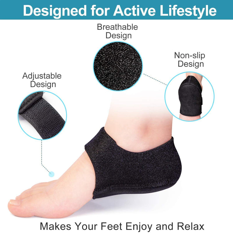 [Australia] - Plantar Fasciitis Orthopedic Silicone Heel Protector for Shoes - Heel Pads Heel Spur - Insoles Gel Heel Spur - Heel Spur Socks (EU 35-40, Black (02)) EU 35 - 40 Black (02) 