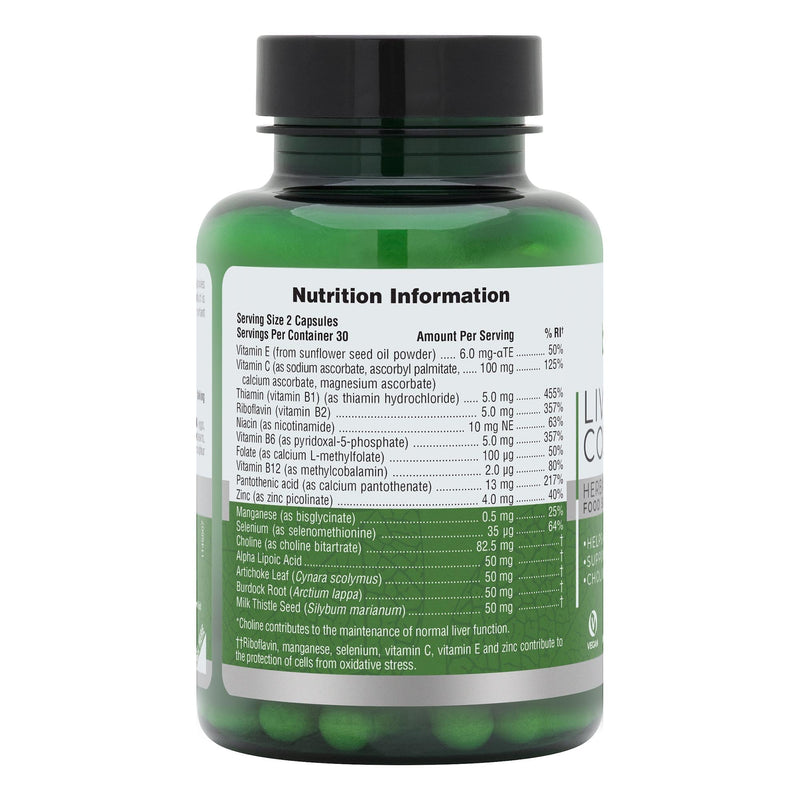 NaturesPlus Bio Advanced Liver Complex - Liver Supplement with Turmeric, Artichoke, Milk Thistle, Dandelion, Choline, Methyl B12, Folate, VIT C - Gluten, Dairy, Soy Free - Vegan, 60 Capsules