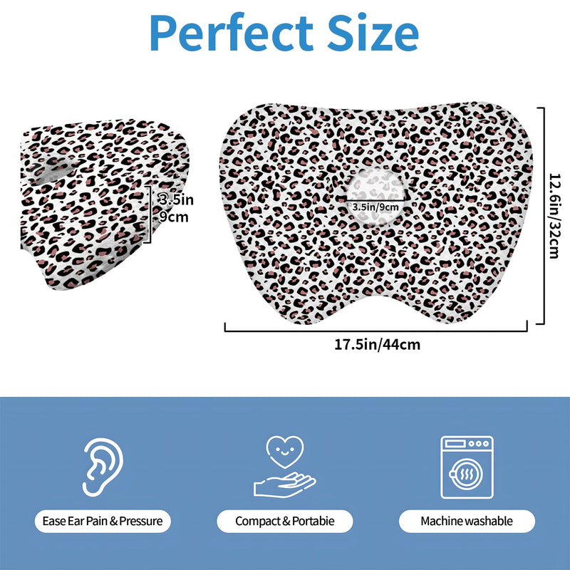 [Australia] - Ear Piercing Pillow with Ear Hole for Side Sleeper Relief Ear Pain,Cotton and Polyester Ear Pillows,Washable Ear Guard Pillow Leopard Print 17.5"x12.6" 