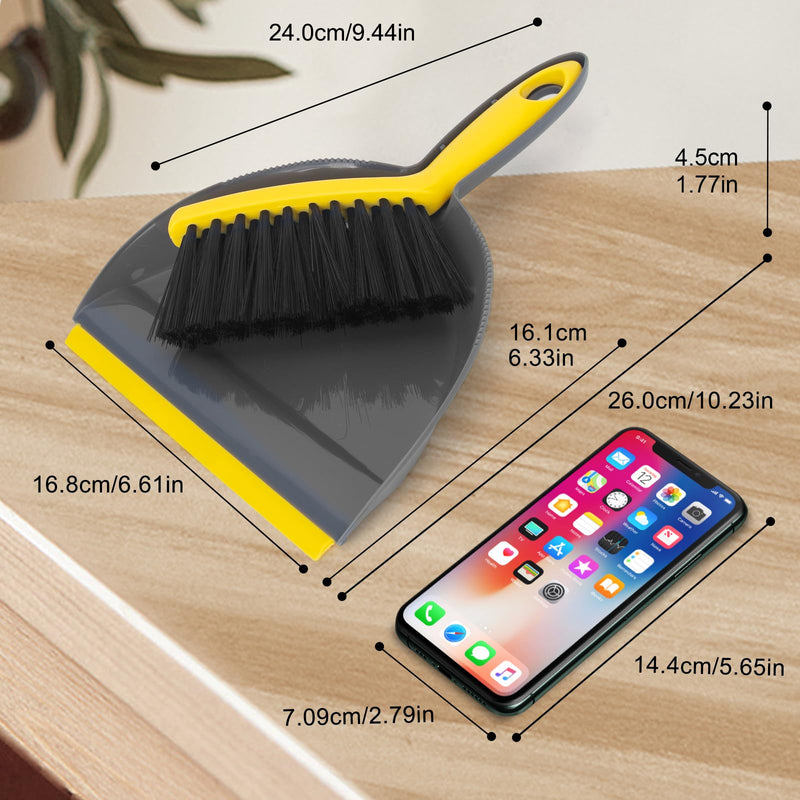 [Australia] - Dustpan and Broom Set Small,Mini Handheld Dust pan with Cleaning Brush Combo for Home Desktop, Sofa, Pet Care Household Bgreyyellow Mini Brush Pan 