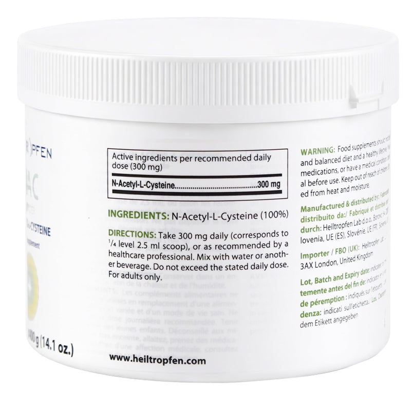 NAC (N-Acetyl-L-Cysteine) Powder 400g | 100% Pure Powder | Unflavored | Single Ingredient | Capsule-Free | Food Supplement