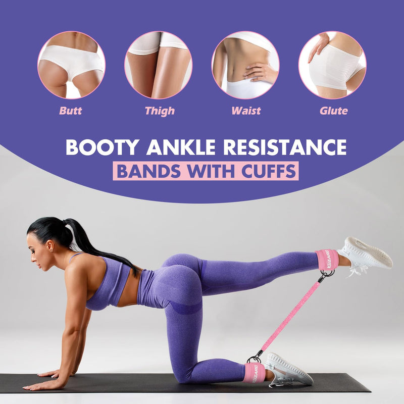 [Australia] - Ankle Resistance Bands with Cuffs, Ankle Bands for Working Out, Ankle Resistance Band, Glutes Workout Equipment, Butt Exercise Fitness Equipment for Women and Booty - Perfect for Home Gym Workout Pink 