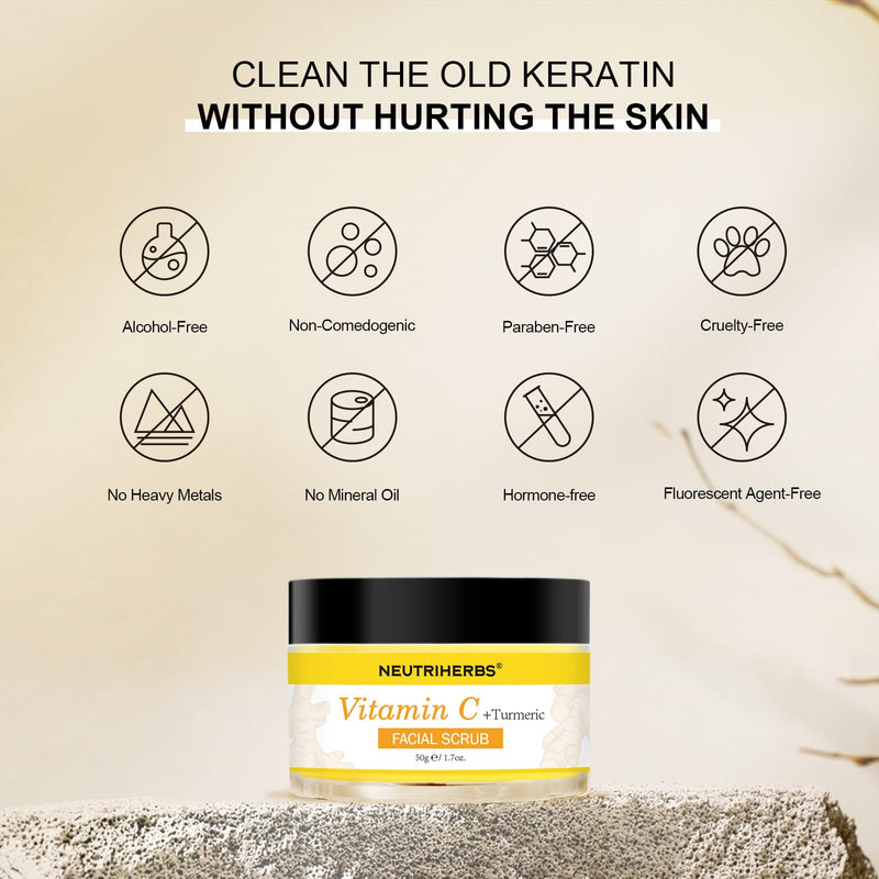 NEUTRIHERBS Turmeric Face Scrub, Exfoliating Scrub Cream with Vitamin C, Smooth, Brighten Skin - 1.76oz