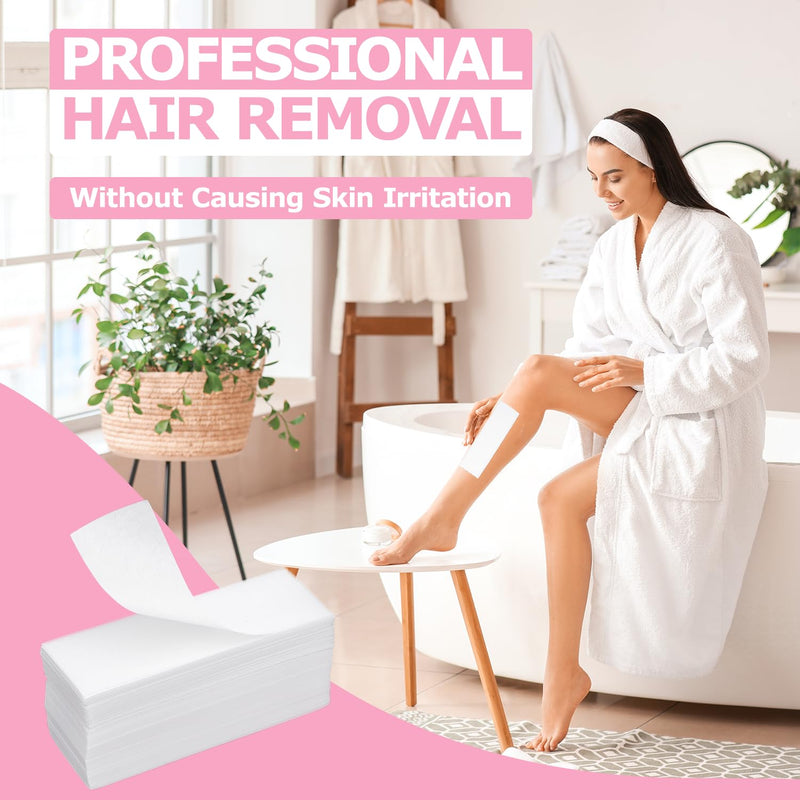 [Australia] - Fleece strips for warm wax and sugar paste, pack of 200, wax strips, hair removal, skin-friendly, tear-resistant waxing strips for any type of depilation on the legs, chest, back, intimate area and face 