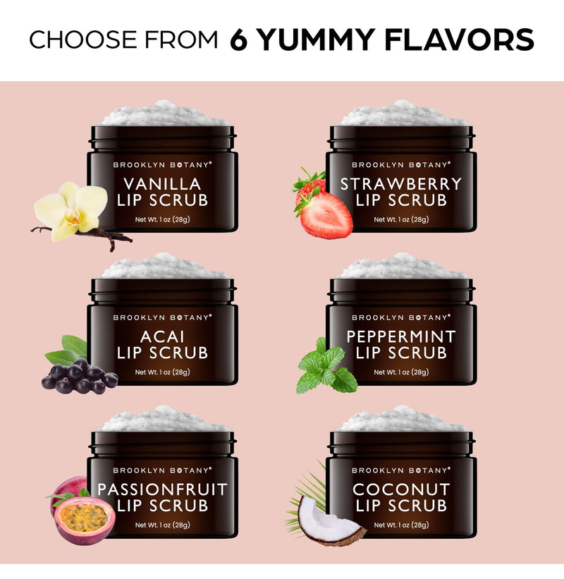 [Australia] - Brooklyn Botany Lip Scrub Exfoliator 1 oz – Lip Moisturizer for Dry Lips and Chapped Lips – Gentle Lip Exfoliator for Smooth and Brighter Lips – Peppermint Flavor Peppermint 1 Oz (Pack of 1) 1 Ounce (Pack of 1) 