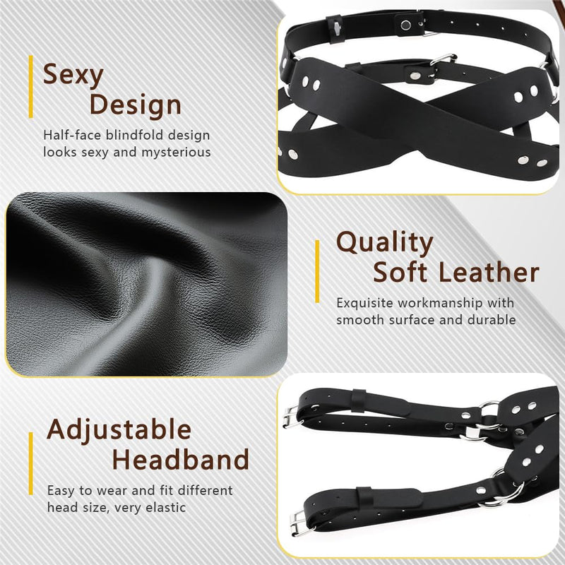 [Australia] - Leather Masquerade Party Mask Sexy Eye Blindfold Masks for Women Adjustable Mask for Night Club Halloween Party Costume Cosplay 