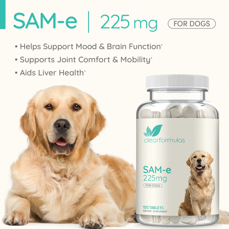 ClearFormulas Sam-e for Dogs, S-Adenosyl-L-Methionine, 225mg 120 Chewable Tablets, Natural Hepatic Liver Health Support - PawsPlanet Australia