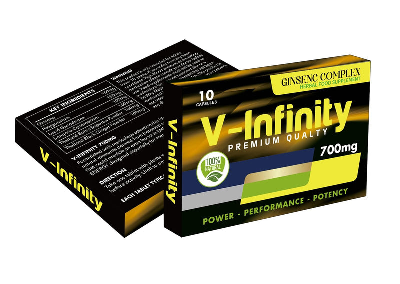 V-Infinity Gold - Enhance Your Performance - Extra Strength Performance V-Infinity Gold Pills, Stamina Endurance Booster Gold Supplement Pills for Men - 10 Ginseng Capsules