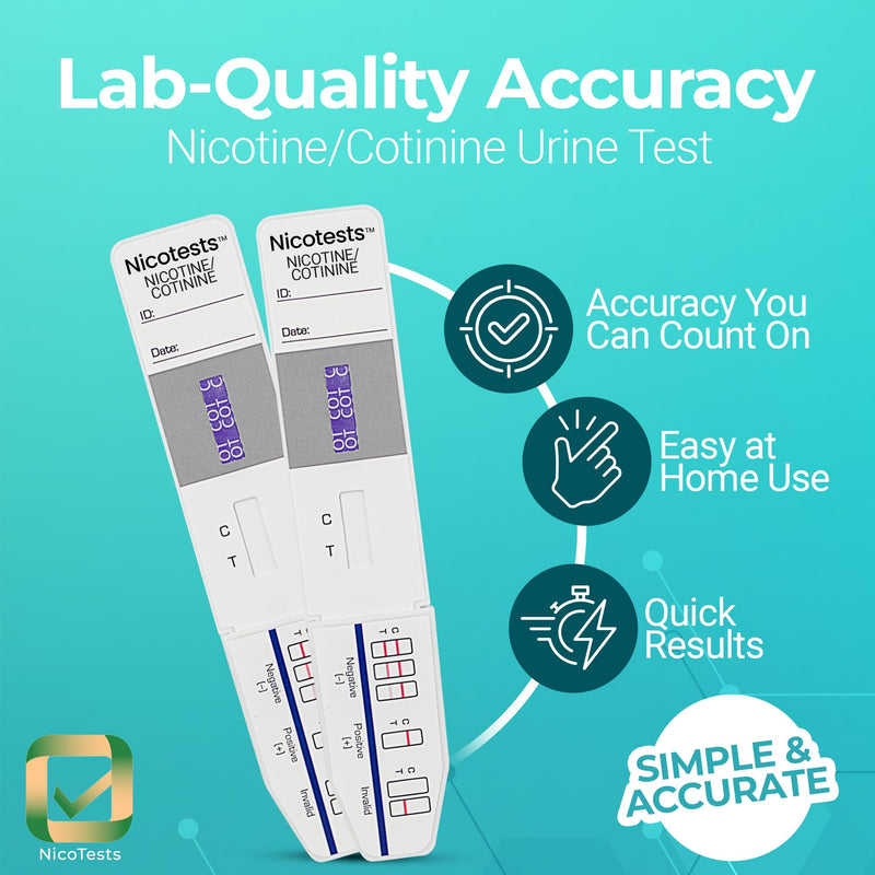 Ultra-Sensitive 100 ng Vaping and E-Cigarette Nicotine/Cotinine Urine Test - Easy to Use, Fast Results (10) 10