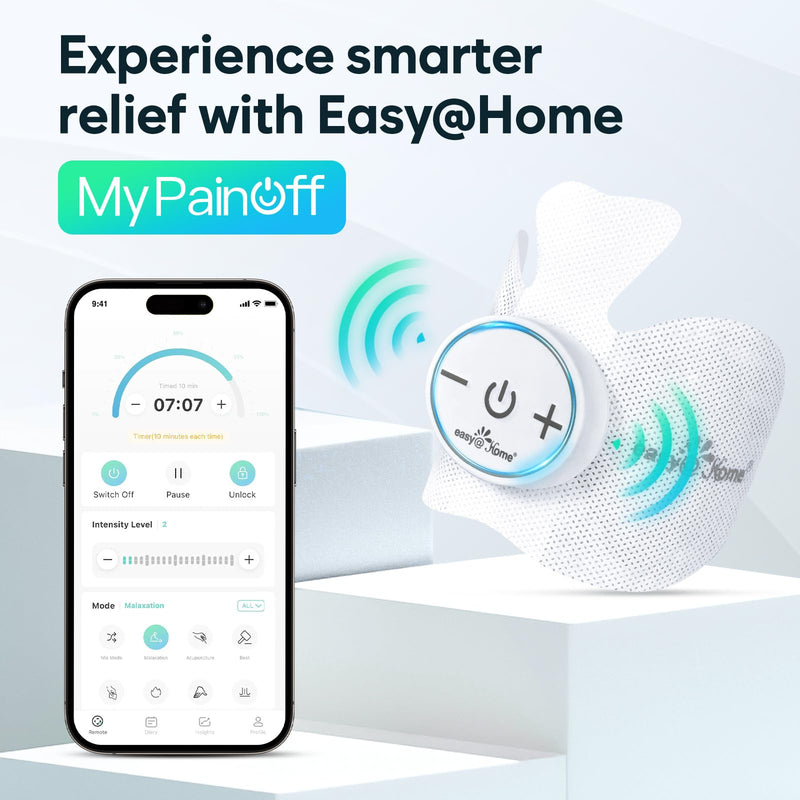 Easy@Home Wireless TENS Unit with APP Remote Control: Back Pain Relief Muscle Stimulator Massager | Powered by MyPainOff App iOS & Android App | Pain Therapy Management EHE015BLE Green Blue