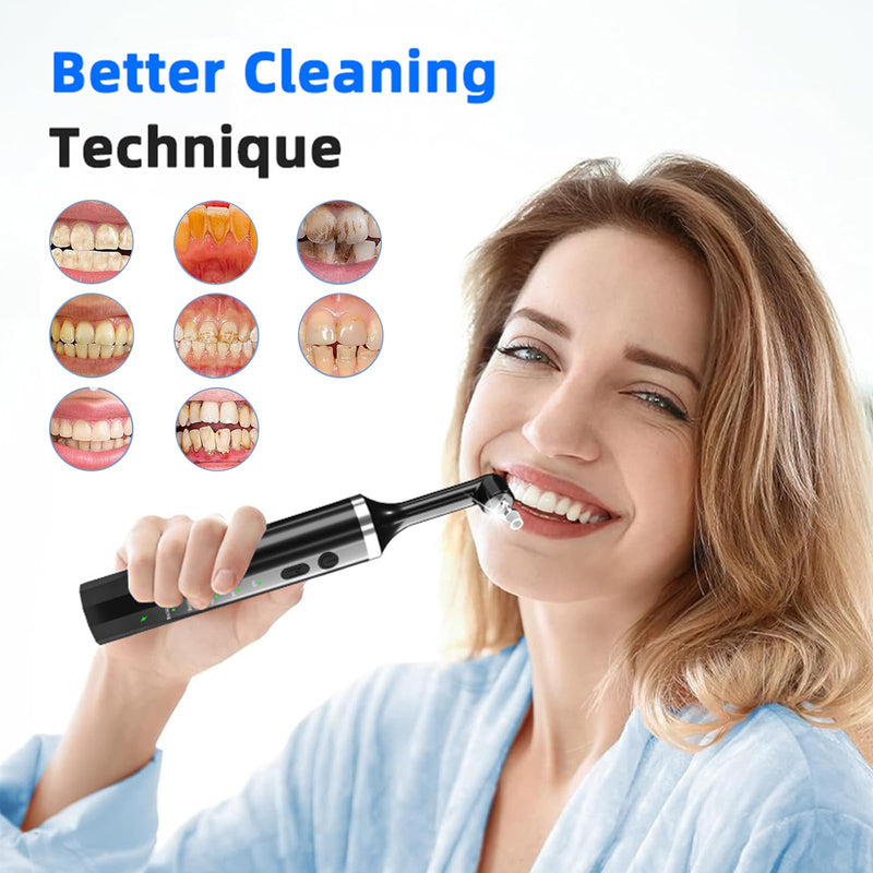 [Australia] - Teeth Polisher with 5 Brush Heads 8 Polish Pastes 5 Speed Modes and LED Light IPX6 Waterproof Tooth Polishing Kit Teeth Cleaner Tools for Home Use Teeth Whitening and Cleaning Style 2 