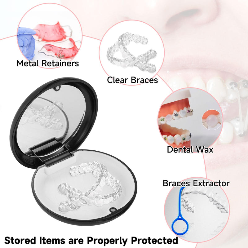 [Australia] - Bewudy braces box, braces box with magnetic buckle, denture box, braces storage, braces box, prosthesis box, tooth splint box for prostheses, bite splint, grinding splint (black). 