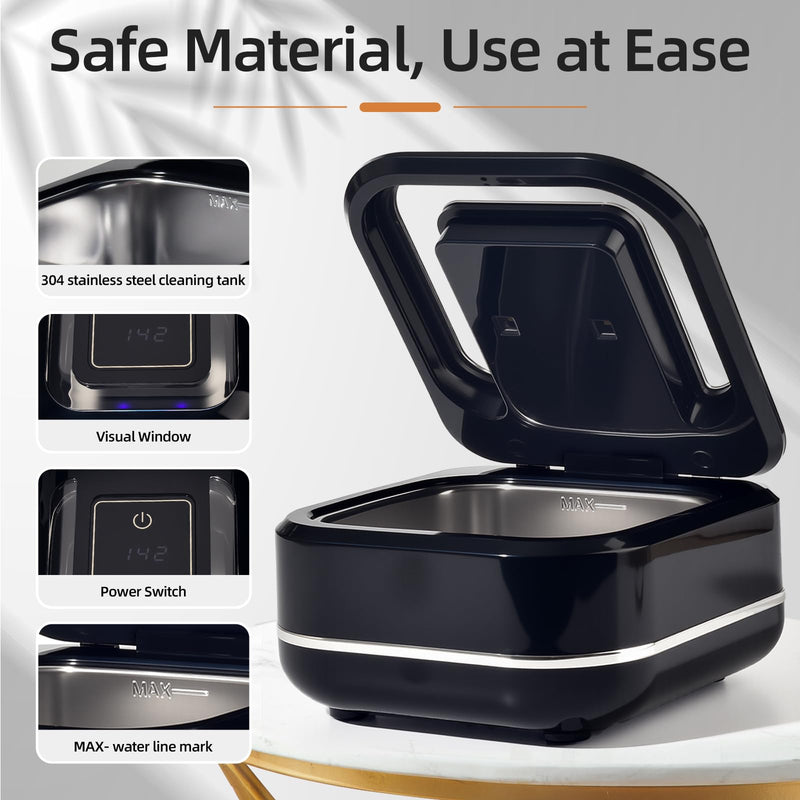 [Australia] - Ultrasonic Retainer Cleaner Machine for Dental Appliances. 2 Cleaning Modes（42khz, 24w，180ml Black,YKL） 