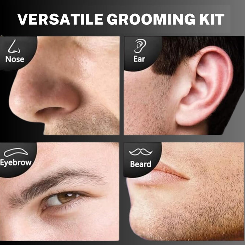 [Australia] - URBANER Beard Trimmer for Men, Waterproof Grooming Kit, Portable Nose and Ear Hair Clippers, 6 Pieces Set, Battery Included, Mustache Trimmer Gift for Men, MB-980 