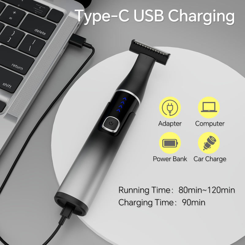 [Australia] - RUIM Nose Hair Trimmer for Men, 3-in-1 Painless Eyebrow & Body Groomer, Waterproof Electric Razor for Ear, Beard Stubble and Sensitive Areas, 360° Rotation, USB-C 