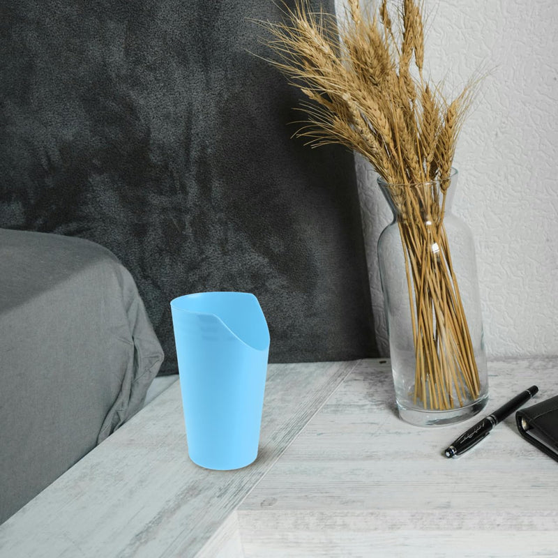 FRCOLOR Elderly Care Feeding Cup - Bedridden Patient Drinking Cup with Tilted Design, 237Ml Capacity, Food-Grade Plastic, Blue