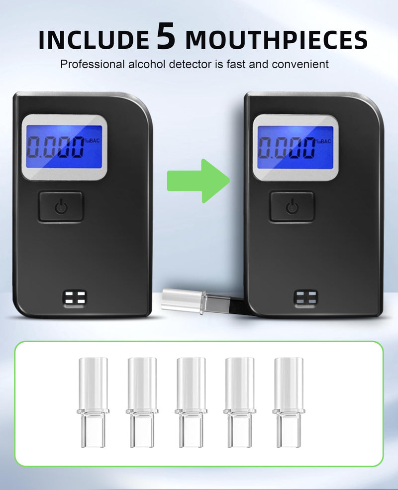 [Australia] - Breathalyzer Keychain, Professional-Grade High Accuracy Alcohol Tester, Portable Breathalyzer with LCD Digital Display for Home Use(5 Mouthpieces) 