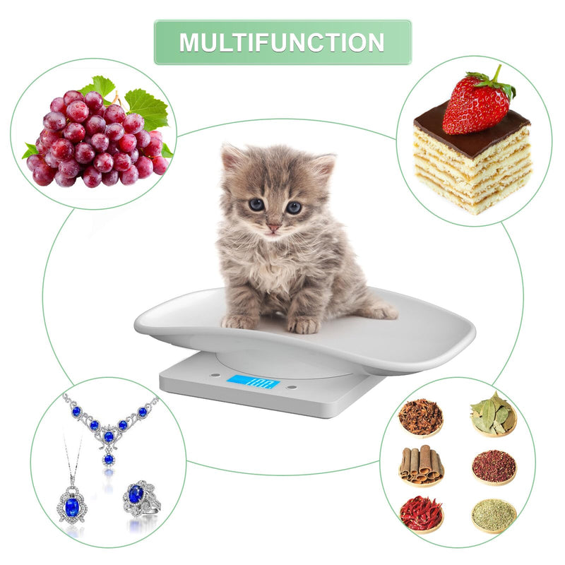 Digital Pet Scale, Multi-Function LCD Scale Digital Weight with Height Tray Measure Accurately, Perfect for Puppy/Kitten/Hamster/Hedgehog/Food, Capacity up to 22 lb, Length 11inch 22lb with tape measure - PawsPlanet Australia