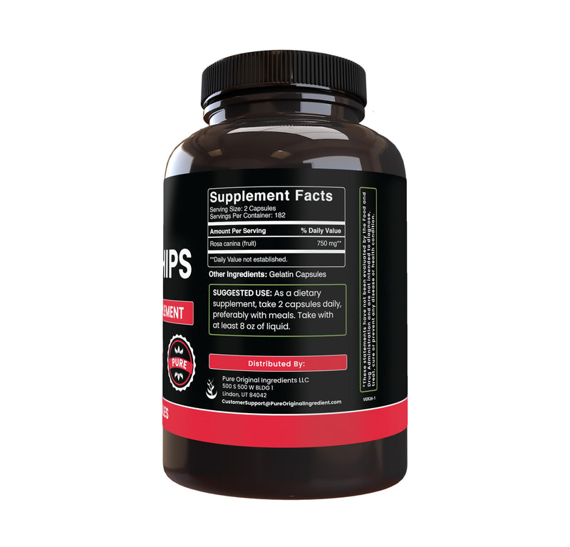 Pure Original Ingredients Rose Hips (365 Capsules) No Magnesium Or Rice Fillers, Always Pure, Lab Verified 365 Count (Pack of 1)