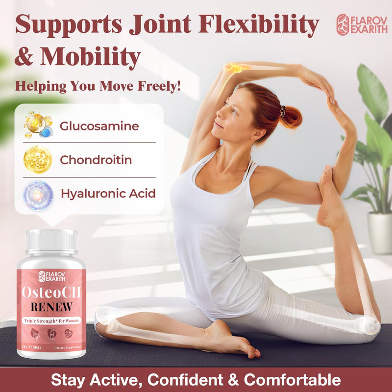 [Australia] - Joint Supplements for Women OsteoCII Renew Triple Strength – Advanced Joint, Bone & Skin Formula – Collagen, Glucosamine, Chondroitin, Calcium, MK-7, Vitamin D3, Hyaluronic Acid, 180 Tablets 180 Count (Pack of 1) 