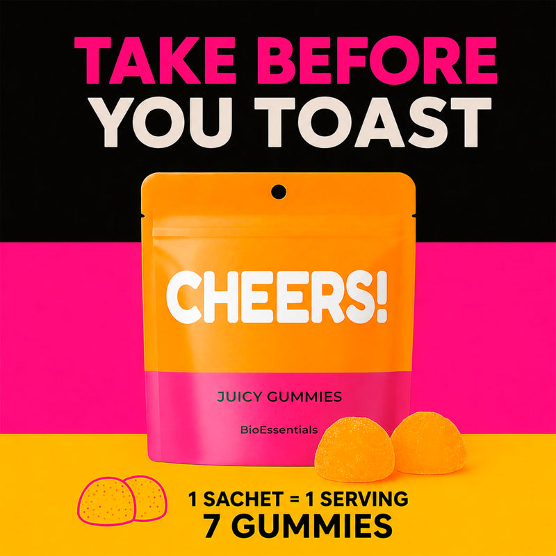 Cheers! Pre-Game – Post-Celebration Recovery Gummies – 910mg DHM & Vitamin C – Liver & Antioxidant Support – Blue Ginger 120mg & Turmeric + B-Complex Zinc – 18 Individual Packs